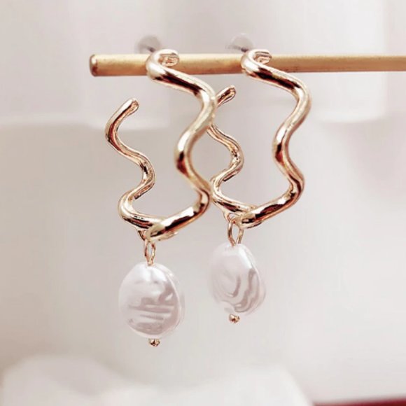 lrafty Jewelry - Simulated-pearl Geometric Dangle Earrings